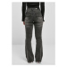 Dámské jeansy Urban Classics Ladies High Waist Flared Denim Pants - black heavy washed