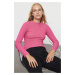 Trendyol Fuchsia High Collar Ribbed Flexible Slim Fit Knitted Medium Blouse