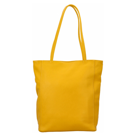 Luxusní dámská kožená kabelka Jane, žlutá Delami Vera Pelle