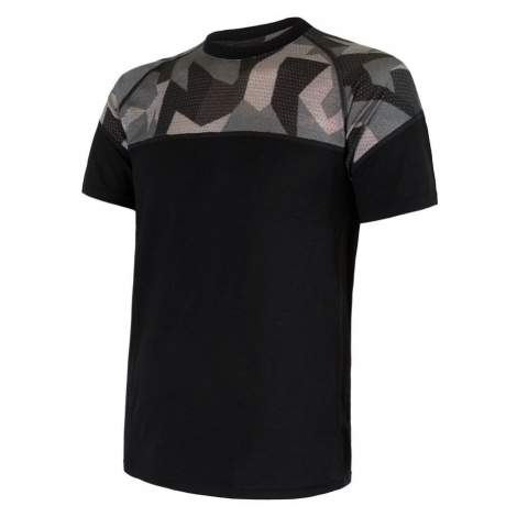 Pánské triko SENSOR Merino Impress kr.rukáv černá/camo
