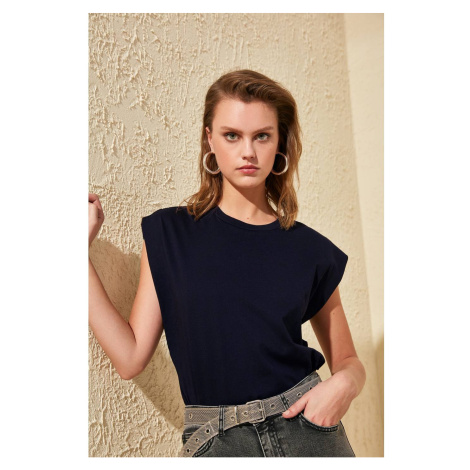 Trendyol Navy Blue Sleeveless Basic Knitted T-Shirt