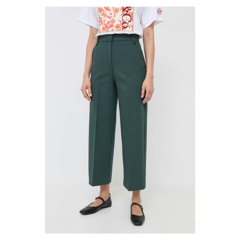 Kalhoty MAX&Co. dámské, zelená barva, široké, high waist