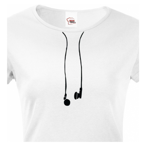 Dámské tričko se sluchátky - vtipný minimalistický potisk na triko BezvaTriko