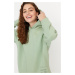 Trendyol Mint Thick Fleece Printed Relaxed/Comfortable Fit Hooded Knitted Sweatshirt