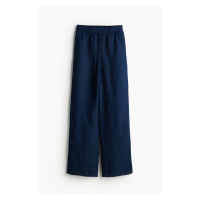 H & M - Natahovací kalhoty z lněné směsi - modrá