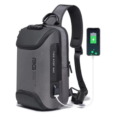 BANGE batoh přes rameno s USB + zámek NURAY Šedý 10L
