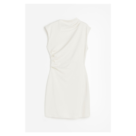 H & M - Řasené žerzejové šaty - béžová H&M
