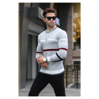 Madmext Gray Striped Knitwear Sweater 5171