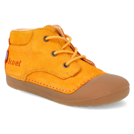 Barefoot kotníková obuv Koel - Avery Bio Nubuk Saffron oranžová Koel4kids