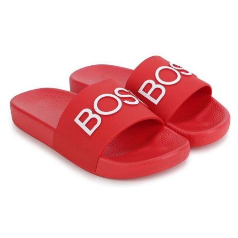 Dětské pantofle BOSS červená barva Hugo Boss
