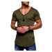 Pánské tričko Behype Oversize V-Neck MT-7102 - Khaki