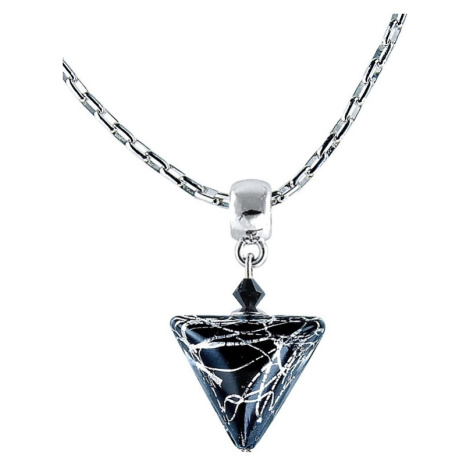 Lampglas Elegantní náhrdelník Black Marble Triangle s ryzím stříbrem v perle Lampglas NTA2