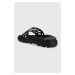 Kožené pantofle Tommy Hilfiger TH ELEVATED FLAT SANDAL dámské, černá barva, na platformě, FW0FW0