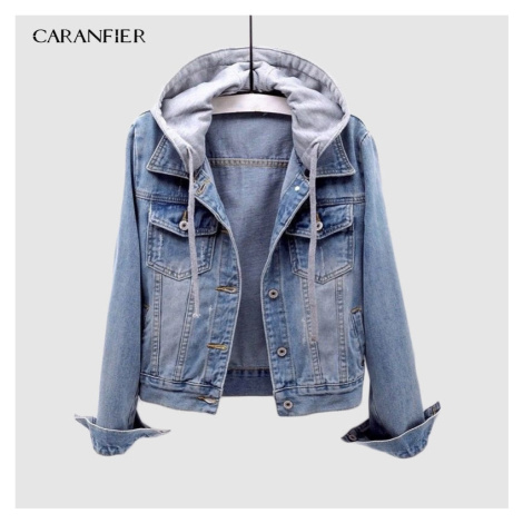 Dámská džínová bunda s odnímatelnou kapucí CARANFLER