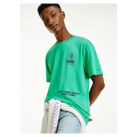 Tommy Jeans pánské zelené triko LABEL MIX