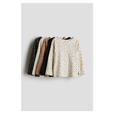 H & M - Bavlněné triko's dlouhým rukávem 5 kusů - béžová H&M