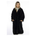 Černý plyšový dámský oversize kabát AnnGissy (AG1-J9172)