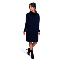 model 18003110 Šaty s vysokým límcem tmavě modré - BeWear