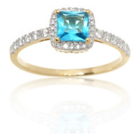 Zlatý prsten s topazem a diamanty L'amour Diamonds CR41561BTY + dárek zdarma