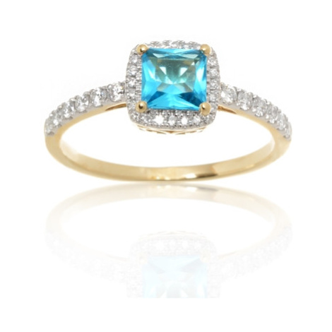 Zlatý prsten s topazem a diamanty L'amour Diamonds CR41561BTY + dárek zdarma L´amour