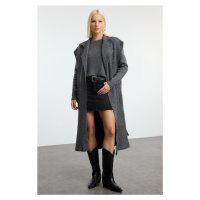 Trendyol Anthracite Woolen Midi Cardigan-Sweater Knitwear Cardigan