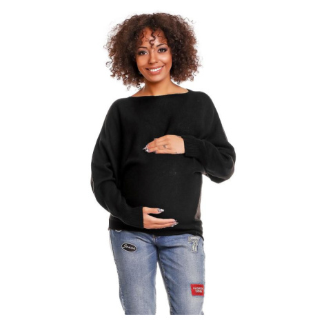 Těhotenský černý oversize svetr