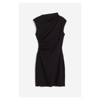 H & M - Řasené žerzejové šaty - černá