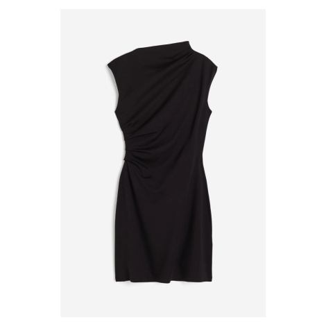 H & M - Řasené žerzejové šaty - černá H&M