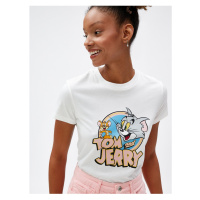 Koton Tom a Jerry potištěné tričko s licencí, kulatý výstřih, krátký rukáv