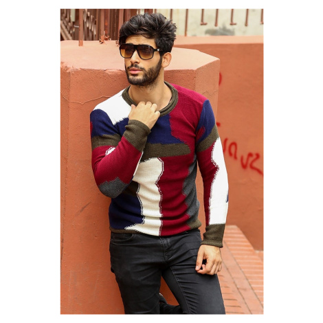Madmext 2803 Patch Patterned Sweater - Crewneck Khaki