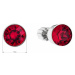 Stříbrné náušnice pecka se Swarovski krystaly červené kulaté 31113.3 ruby