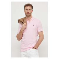 Bavlněné polo tričko Polo Ralph Lauren růžová barva