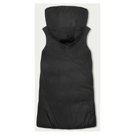 Oboustranná černá dlouhá dámská vesta (V723)