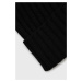Čepice s vlnou Sisley černá barva, z tenké pleteniny