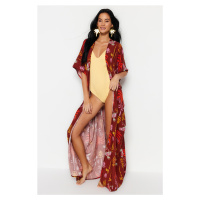 Trendyol Ethnic Patterned Belted Maxi Woven Kimono & Kaftan