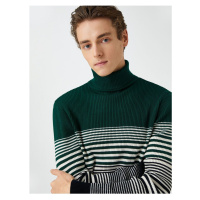 Koton Basic Knitwear Sweater Turtleneck Color Block Slim Fit