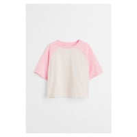 H & M - Cropped tričko z bavlněného žerzeje - růžová