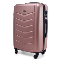 Rogal Zlato-růžový elegantní odolný kufr na kolečkách 