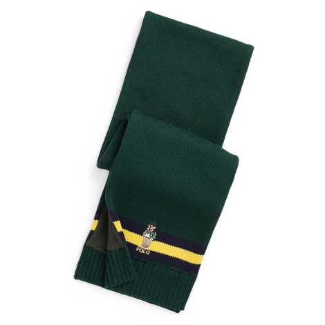 Dětský bavlněný šátek Polo Ralph Lauren zelená barva, s aplikací