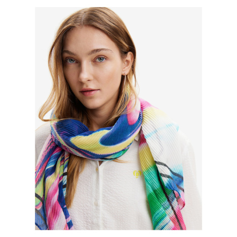 Růžovo-modrý dámský vzorovaný šátek Desigual Powercolor Rectangle