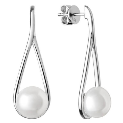 Silvego Luxusní stříbrné náušnice s pravou bílou perlou Jolie GRP20222EW