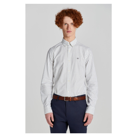 KOŠILE GANT SLIM OXFORD STRETCH STRIPE SHIRT bílá