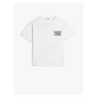 Koton T-shirt with a Crew Neck Short Sleeves and Back Printed Cotton