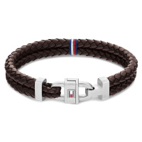 Tommy Hilfiger Stylový kožený náramek s ocelovou ozdobou 2790363