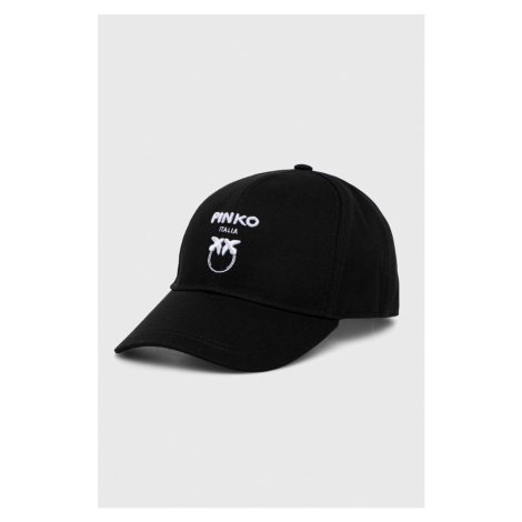 Bavlněná baseballová čepice Pinko černá barva, s aplikací