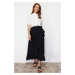 Trendyol Black Woven Wrapped Ruffle Skirt