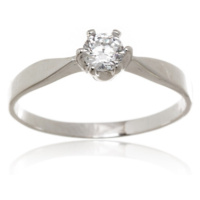 Dámský prsten z bílého zlata s čirým zirkonem PR0524F + DÁREK ZDARMA