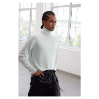 Trendyol Mint Slim Cotton Turtleneck Plain Knit Sweater