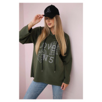 Oversized viskózová mikina Love khaki