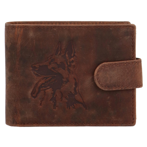 Pánská kožená peněženka Pes Tristan, hnědá Delami